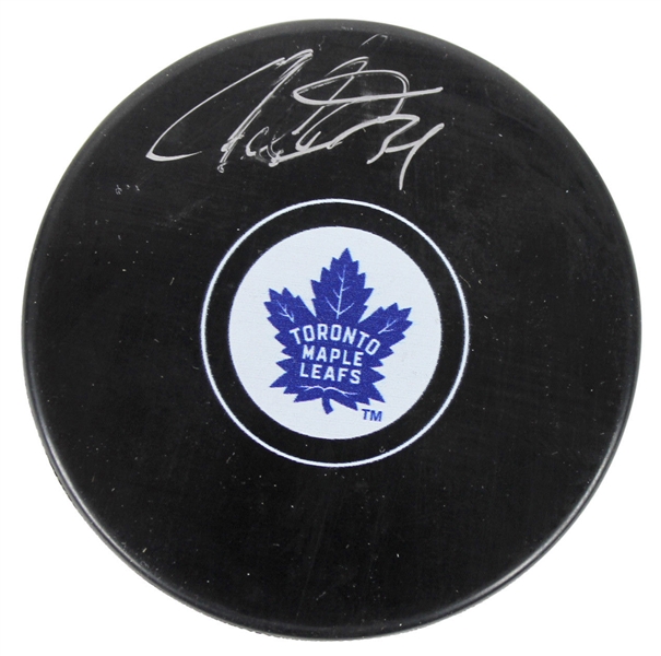 Auston Matthews Signed Toronto Maple Leafs Logo Hockey Puck (Fanatics)