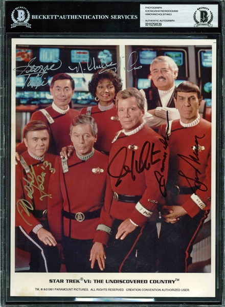 Star Trek Original Cast Signed 8" x 10" Photo (6 Sigs)(BAS/Beckett Encapsulated)