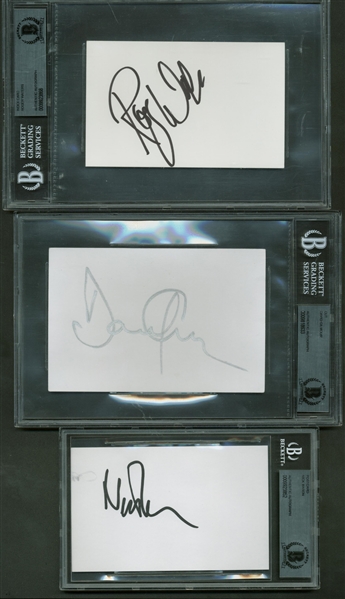 Pink Floyd Lot of Three (3) Cut Signatures w/ Waters, Gilmour & Mason! (Beckett/BAS Encapsulated)