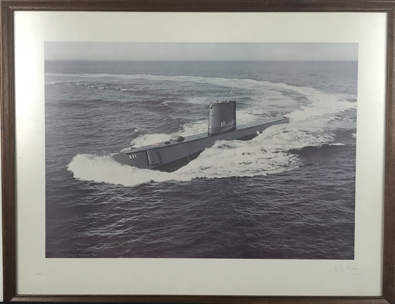 Hyman G. Rickover Signed 16" x 20" Submarine Display (PSA/DNA)