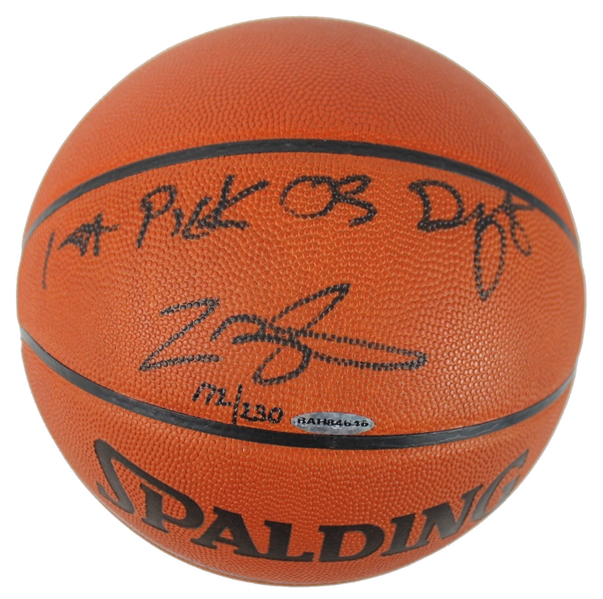 LeBron James Rookie Signed NBA Basketball w/ "1st Pick 03 Draft" Inscription! (UDA)