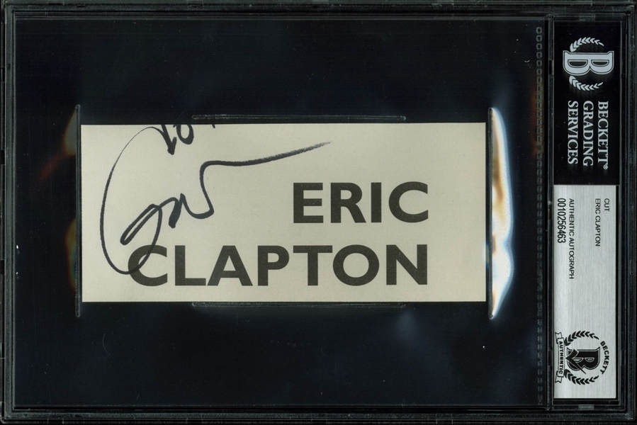 Eric Clapton Signed 2.5" x 5.75" Cut (BAS/Beckett Encapsulated)