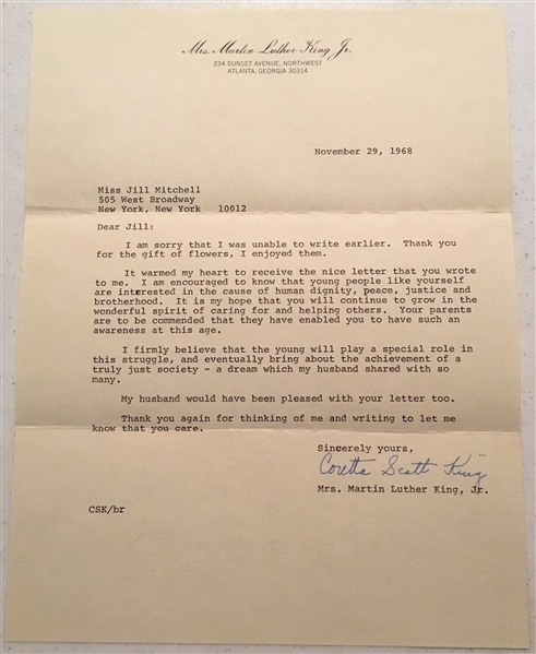 Coretta Scott King Typed & Hand-Signed 1968 Letter - Dated Just a Few Months After MLKs Assassination (BAS/Beckett Guaranteed)