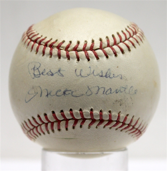 Mickey Mantle Rare Vintage Signed 1950s Official League Baseball w/ Best Wishes Inscription (JSA)