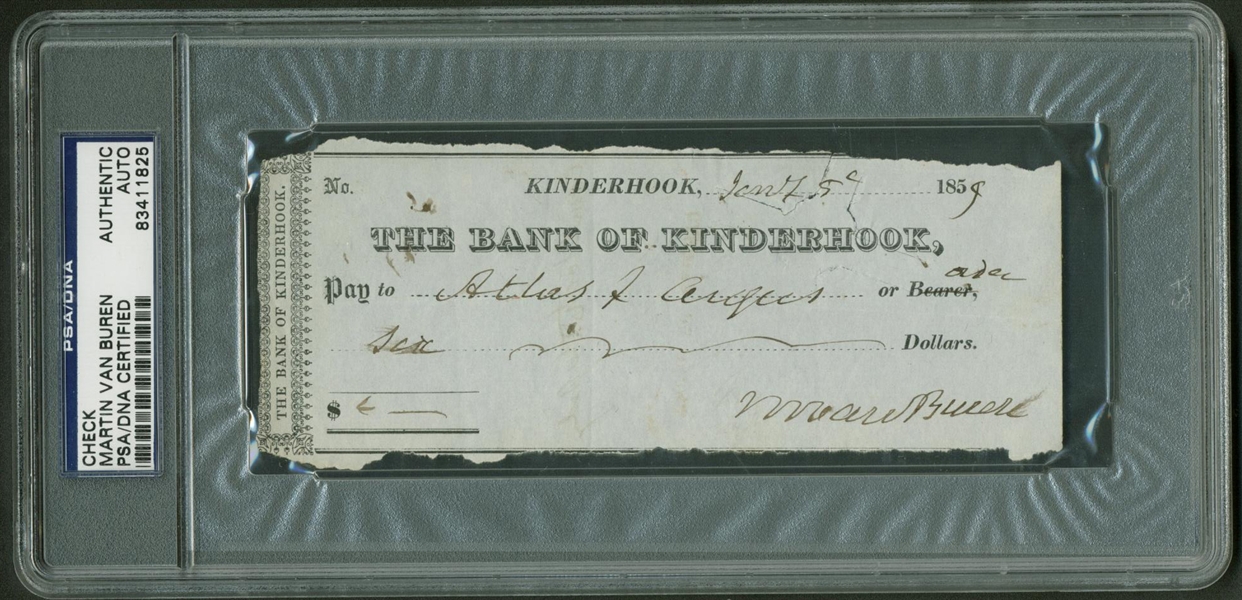 President Martin Van Buren RARE Signed & Hand Written 1854 Bank Check (PSA/DNA)