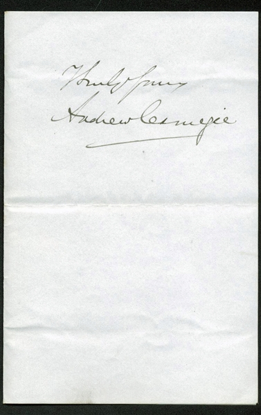 Andrew Carnegie Signed & Hand Written 4.5" x 6" Letter (Beckett/BAS)