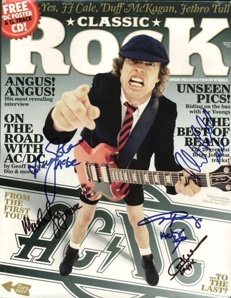 AC/DC Group Signed "Classic Rock" Magazine Sleeve w/ 4 Members! (PSA/DNA)