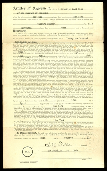 Brooklyn Dodgers: Charles Ebbets Signed 1911 Players Contract (JSA)