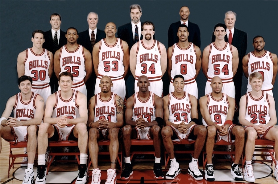 Lot Detail - 72-10 World Champion 1995-1996 Chicago Bulls Team Signed ...