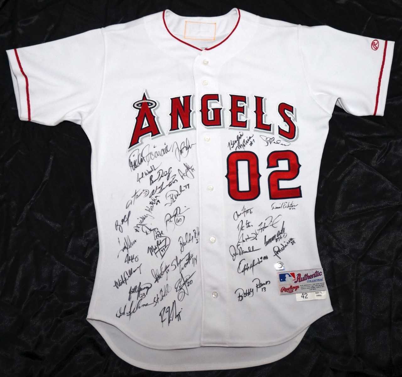 Lot Detail - 2002 Anaheim Angels (World Champs) Team Signed Commemorative  Jersey (36 Sigs)(MLB)