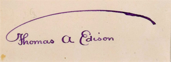Thomas Edison Near-Mint Signed 1" x 3" Album Page (JSA)
