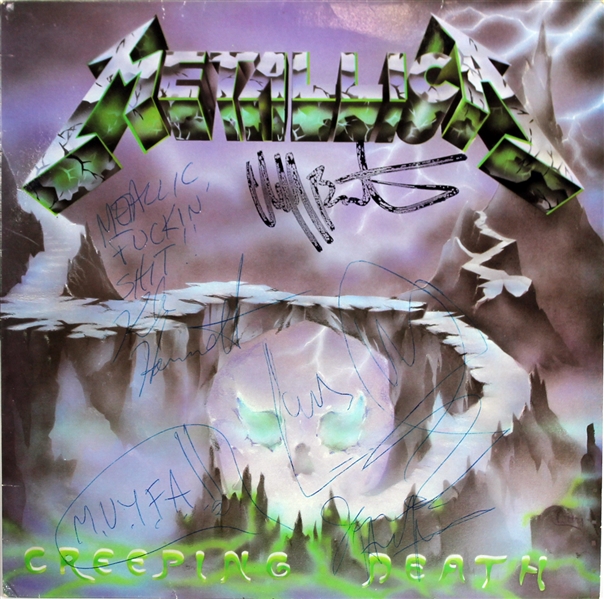 Metallica Rare Group Signed "Creeping Death" Record Album Cover with Cliff Burton (BAS/Beckett)