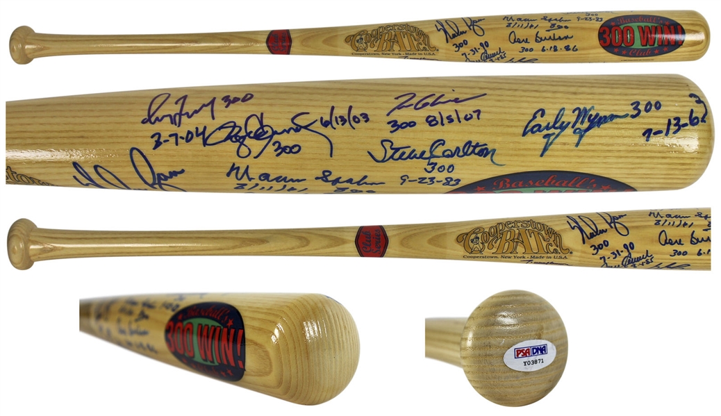 Impressive 300 Game Winners Multi-Signed Baseball Bat w/ 12 Signatures (PSA/DNA)