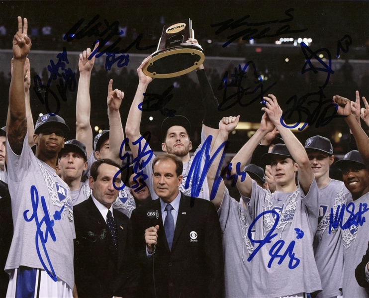 2010 NCAA Champion Duke Blue Devils Team Signed 8" x 10" Basketball Photograph (Beckett/BAS Guaranteed)