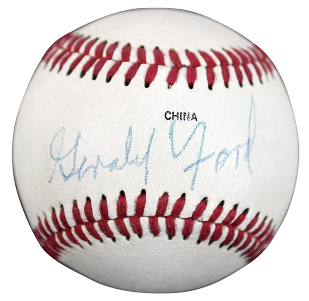 Gerald Ford Rare Signed Rawlings Little League Baseball (PSA/DNA)