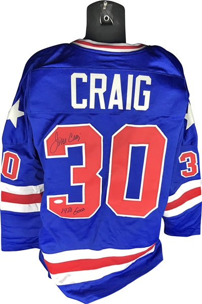 Jim Craig Signed & "1980 Gold" Inscribed Team USA Hockey Jersey (JSA)