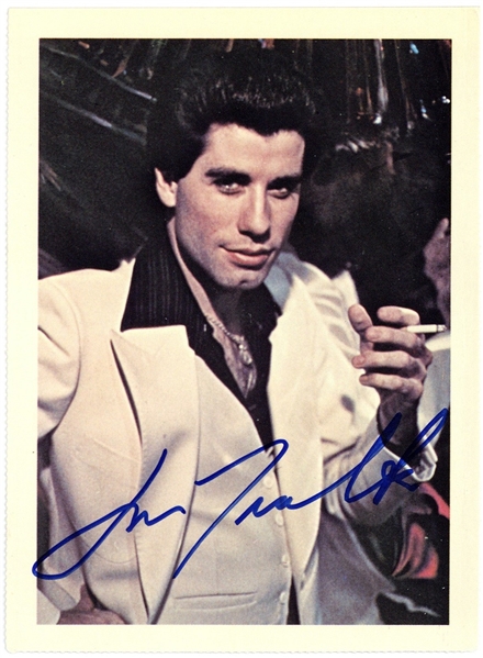 John Travolta Vintage Signed 3" x 5" Color "Saturday Night Fever" Photo Postcard (Beckett/BAS)