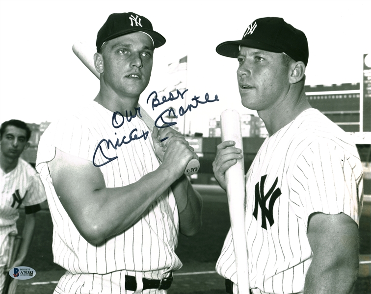 Mickey Mantle Signed & Inscribed "Our Best" 11" x 14" Photograph w/ Roger Maris! (Beckett/BAS)