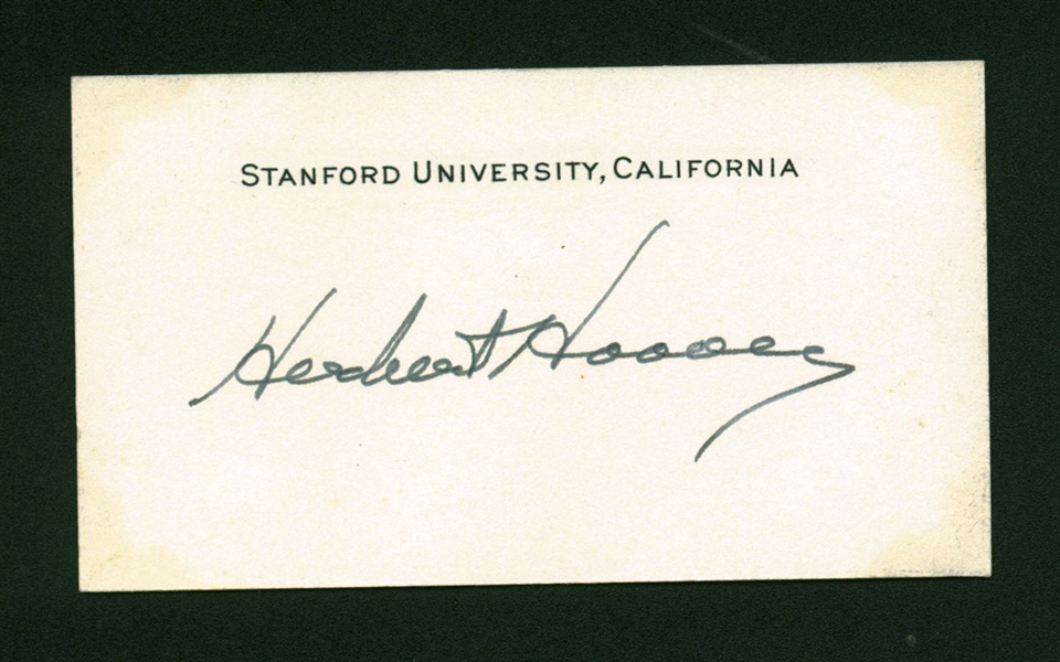 President Herbert Hoover Rare Signed 1.75" x 3" Stanford Business Card (Beckett/BAS)