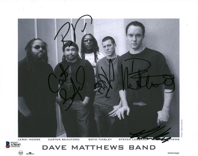 Dave Matthews Band RARE Vintage Group Signed 8" x 10" Photograph w/ Tinsley! (Beckett/BAS)
