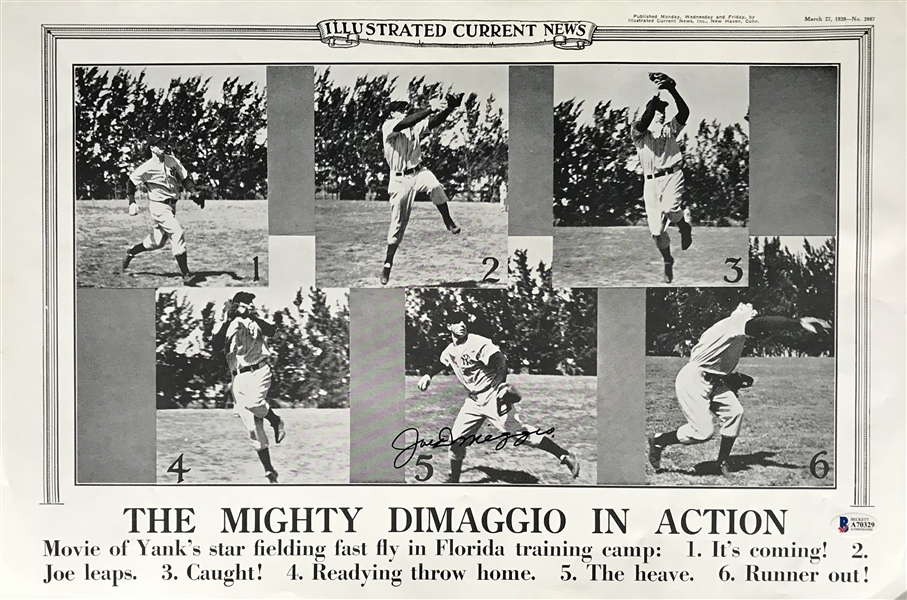 Joe DiMaggio Near-Mint Signed 12" x 17" 1939 Advertisement Photograph (Beckett/BAS)