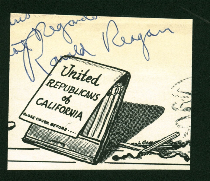 President Ronald Reagan Signed 2.5" x 2.5" Album Page (Beckett/BAS)