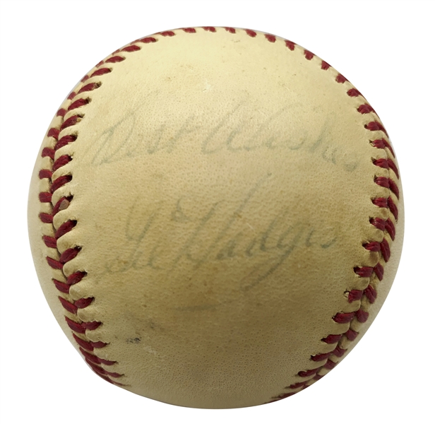 Gil Hodges Rare Single Signed ONL Feeney Baseball (Beckett/BAS Guaranteed)