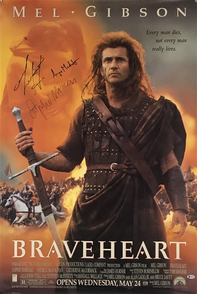 "Braveheart" Cast Signed 27" x 41" Movie Poster w/ Gibson, Marceau & Macfadyen! (Beckett)