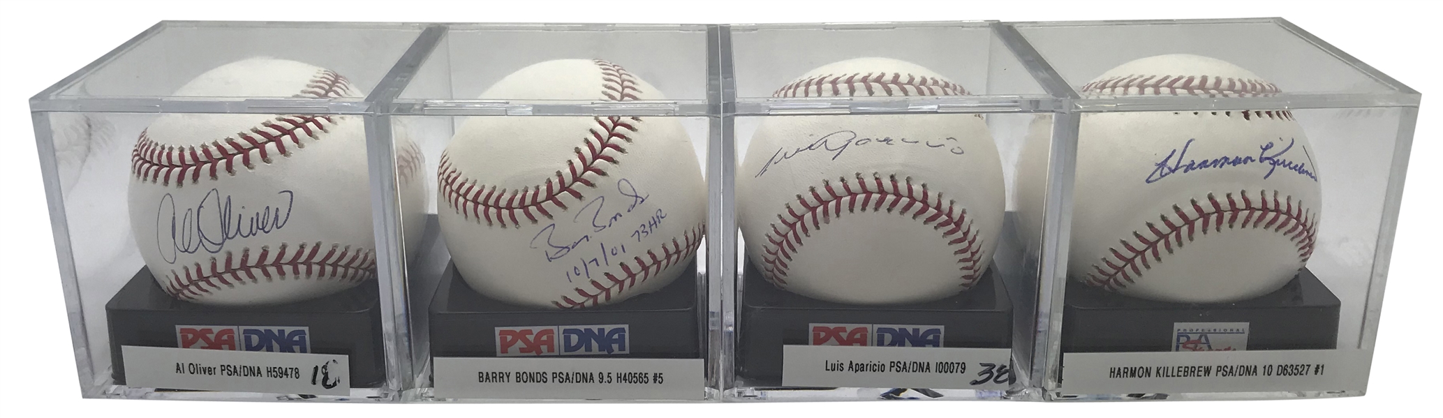 Lot of Seven (7) Single Signed MLB Stars Baseballs w/ Bonds, Killebrew & Others! (PSA/DNA)