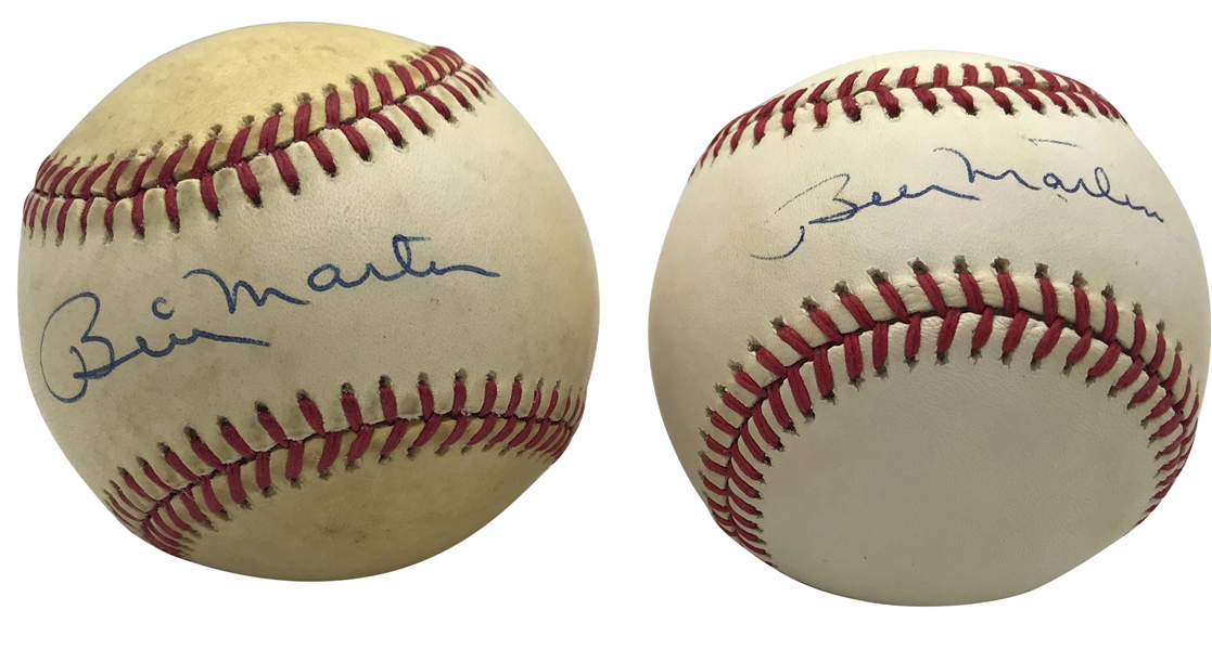 Lot of Two (2) Billy Martin Signed OAL Baseballs (PSA/DNA & JSA)
