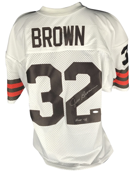 Jim Brown Signed & "HOF 71" Inscribed Browns Jersey (Tri-Star)