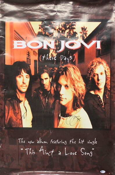 Bon Jovi Band Signed 24" x 36" Promotional Poster (BAS/Beckett)
