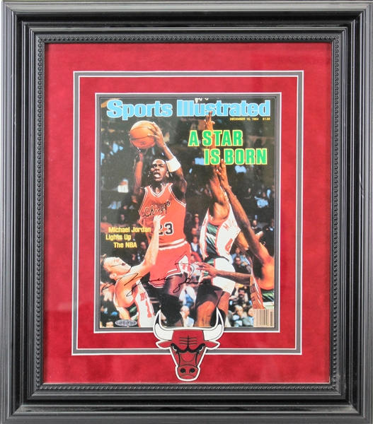 Michael Jordan Signed December 1984 Sports Illustrated Magazine Cover in Custom Framed Display (UDA)