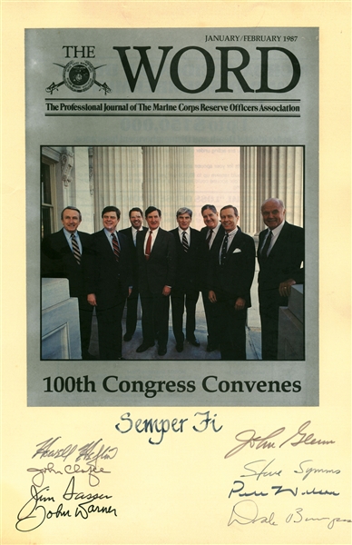 100th Congress Multi-Signed 12" x 16" Display w/ Glenn, Warner & Others! (Beckett/BAS)