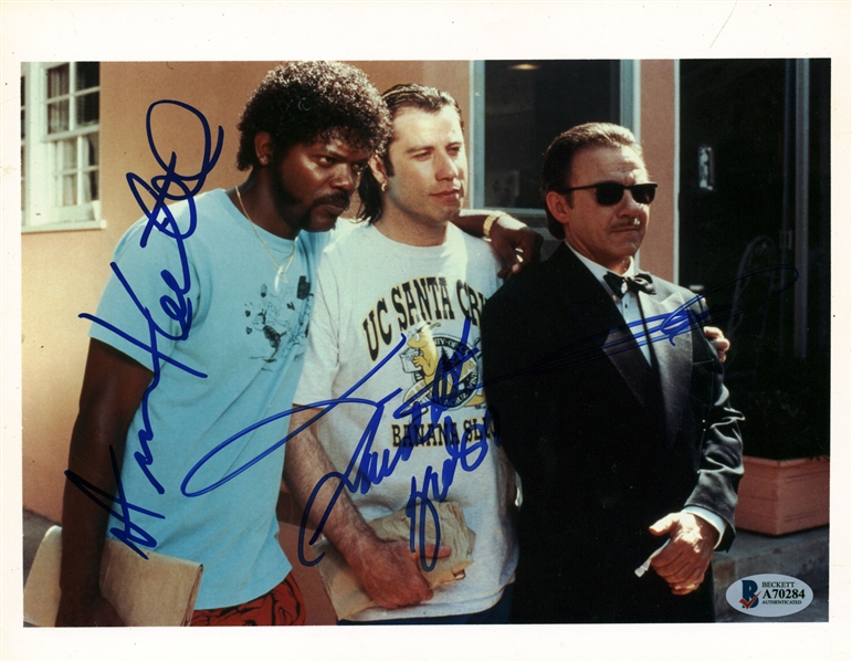 Pulp Fiction Multi-Signed 8" x 10" Photograph w/ Travolta, Jackson & Keitel! (Beckett/BAS)