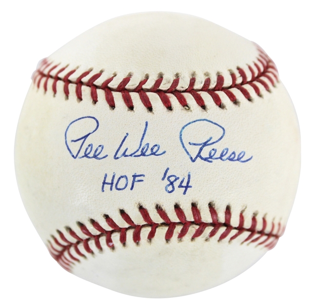 Pee Wee Reese Signed ONL Baseball w/ "HOF 84" Inscription (PSA/DNA)