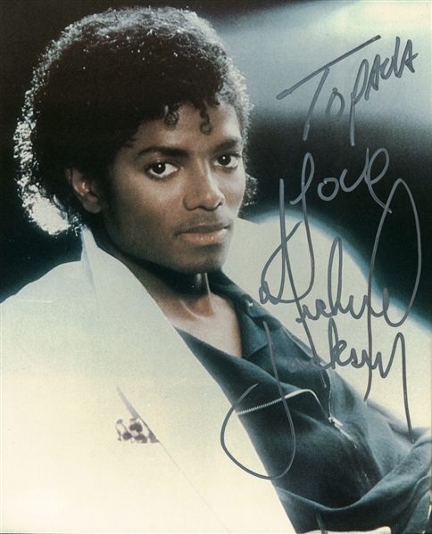 Michael Jackson Near-Mint Signed "Thriller" Color 8" x 10" Photograph (JSA)