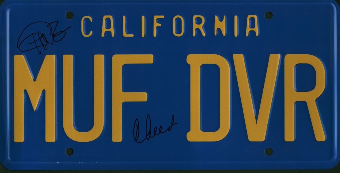 Cheech & Chong Dual Signed "MUF DVR" License Plate (Beckett/BAS Guaranteed)