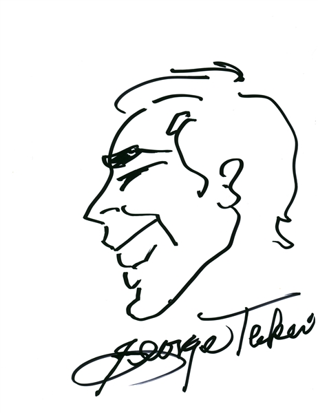 Star Trek: George Takei Signed & Self Sketched 8.5" x 11" Album Page (Beckett/BAS Guaranteed)