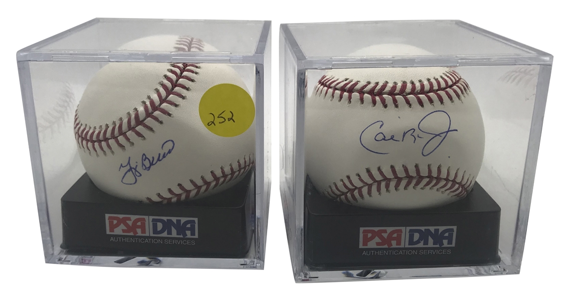 Lot of Two (2) Signed & Graded OML Baseballs w/ Berra & Ripken! (PSA/DNA)