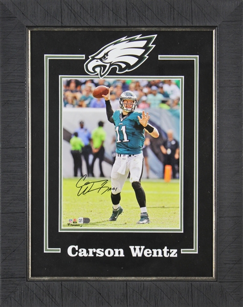Carson Wentz Signed 11" x 14" Photograph in Custom Framed Display (Fanatics)