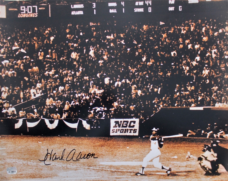 Hank Aaron Signed 16" x 20" Sepia Toned Photo (715th Home Run)(Fanatics)