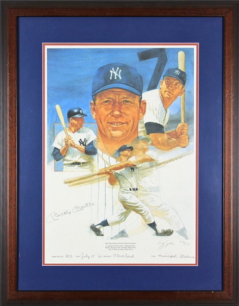 Mickey Mantle Signed Limited Edition 18" x 24" Lithograph with Handwritten HR Inscription (Beckett/BAS)