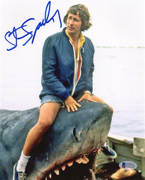 Steven Spielberg Signed 8" x 10" Color Photo with "Jaws" (BAS/Beckett)