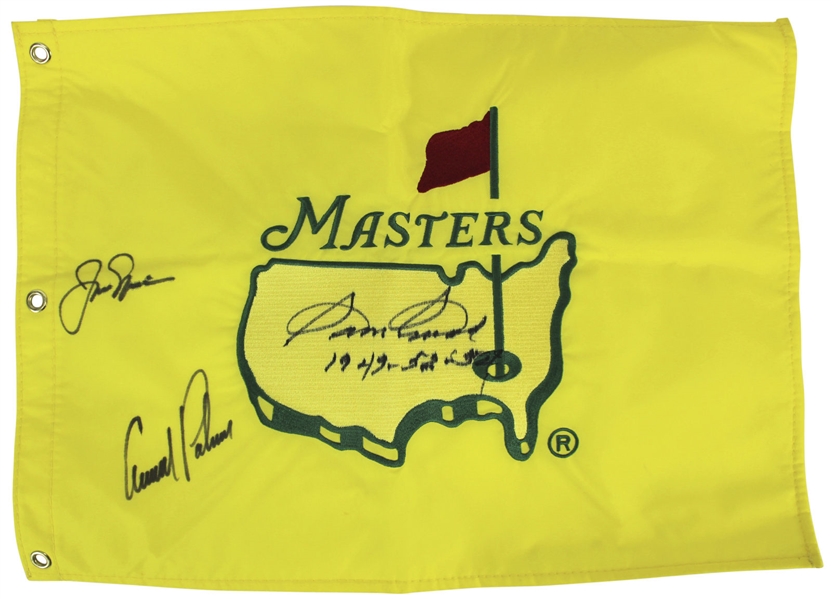 Golf Legends Signed Masters Pin Flag w/ Nicklaus, Palmer & Snead (JSA)