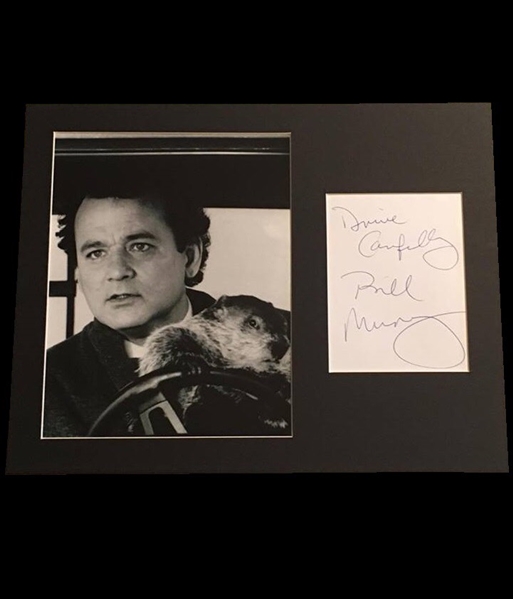 Bill Murray Signed 3" x 5" Index Card in Matted "Groundhog Day" Display (BAS/Beckett Guaranteed)