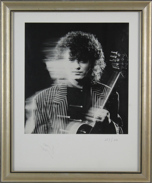 Jimmy Page Signed Ltd. Ed. 16" x 20" Framed B&W Photo (BAS/Beckett)
