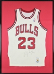 Michael Jordan Rare Signed Vintage MacGregor Chicago Bulls Sand Knit Jersey in Framed Display (BAS/Beckett)