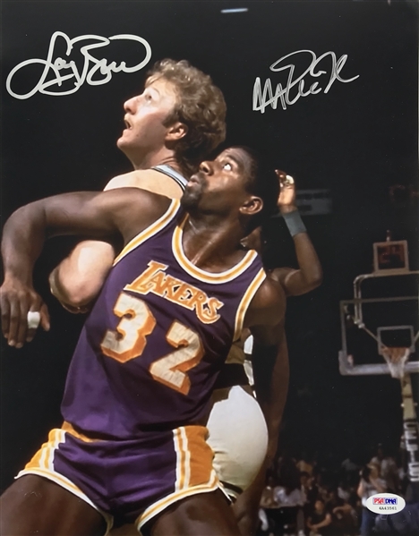 Magic Johnson & Larry Bird Dual Signed 11" x 14" Color Photo (PSA/DNA)