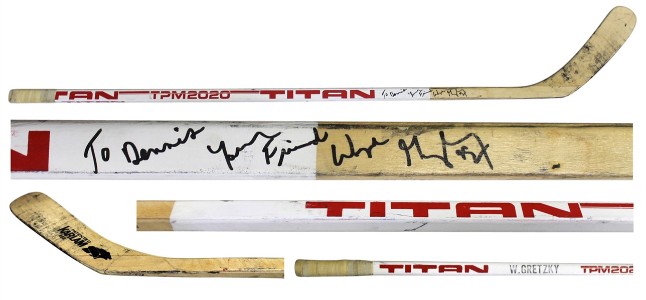 Wayne Gretzky Game Used & Signed 1986-87 Titan Hockey Stick (PSA/DNA & Iconic LOA)